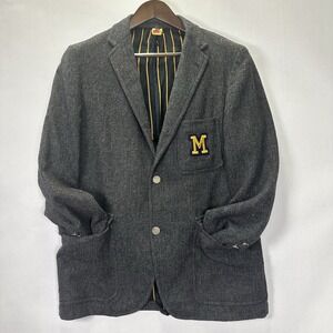 Burnbrae Vtg 60-70s University of Michigan SportCoat Mens 41  Gray TextureWool